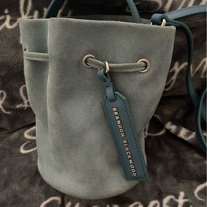 Like New Brandon Blackwood Bucket Bag Suede